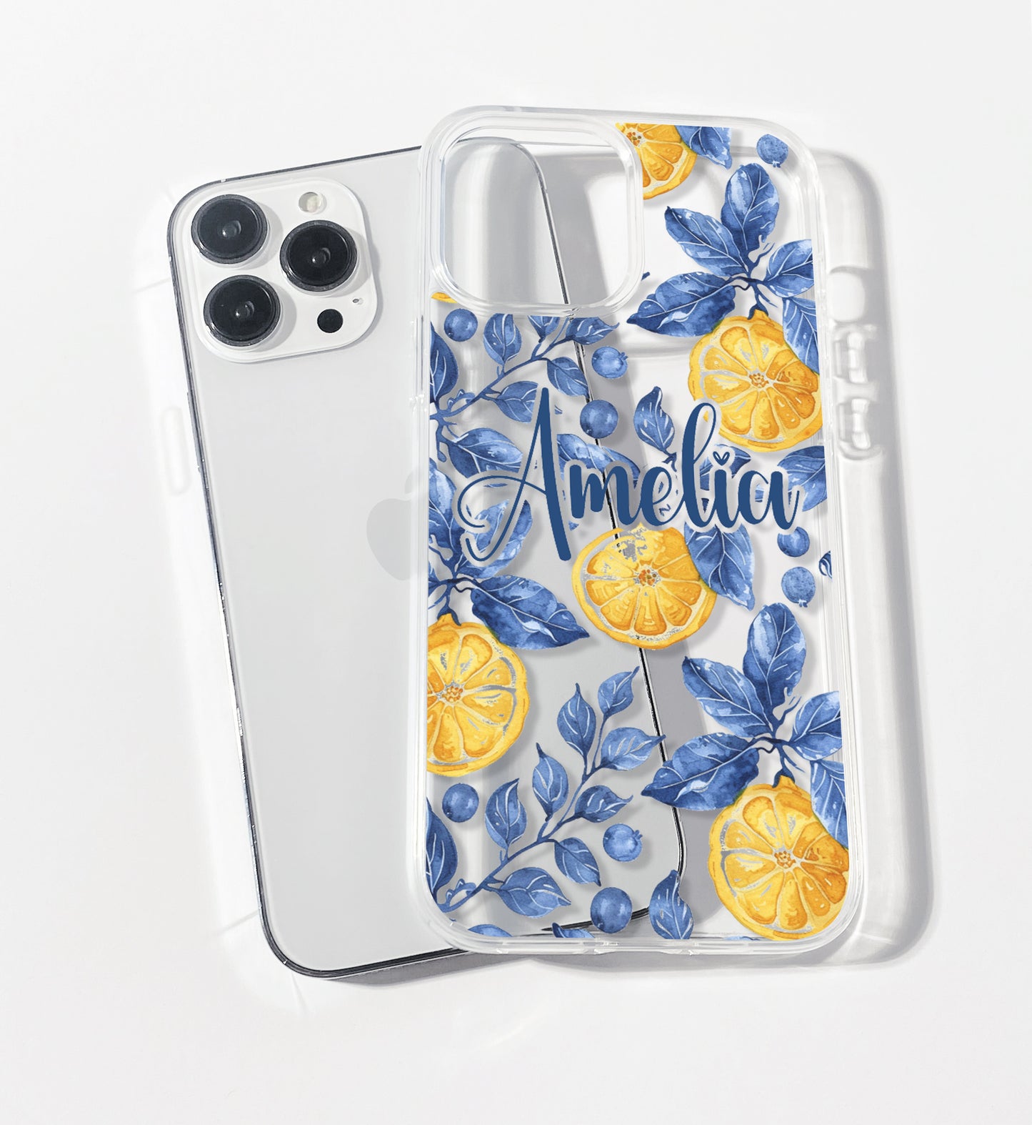 Azulejo Tile Yellow Lemon Personalised Clear iPhone Case