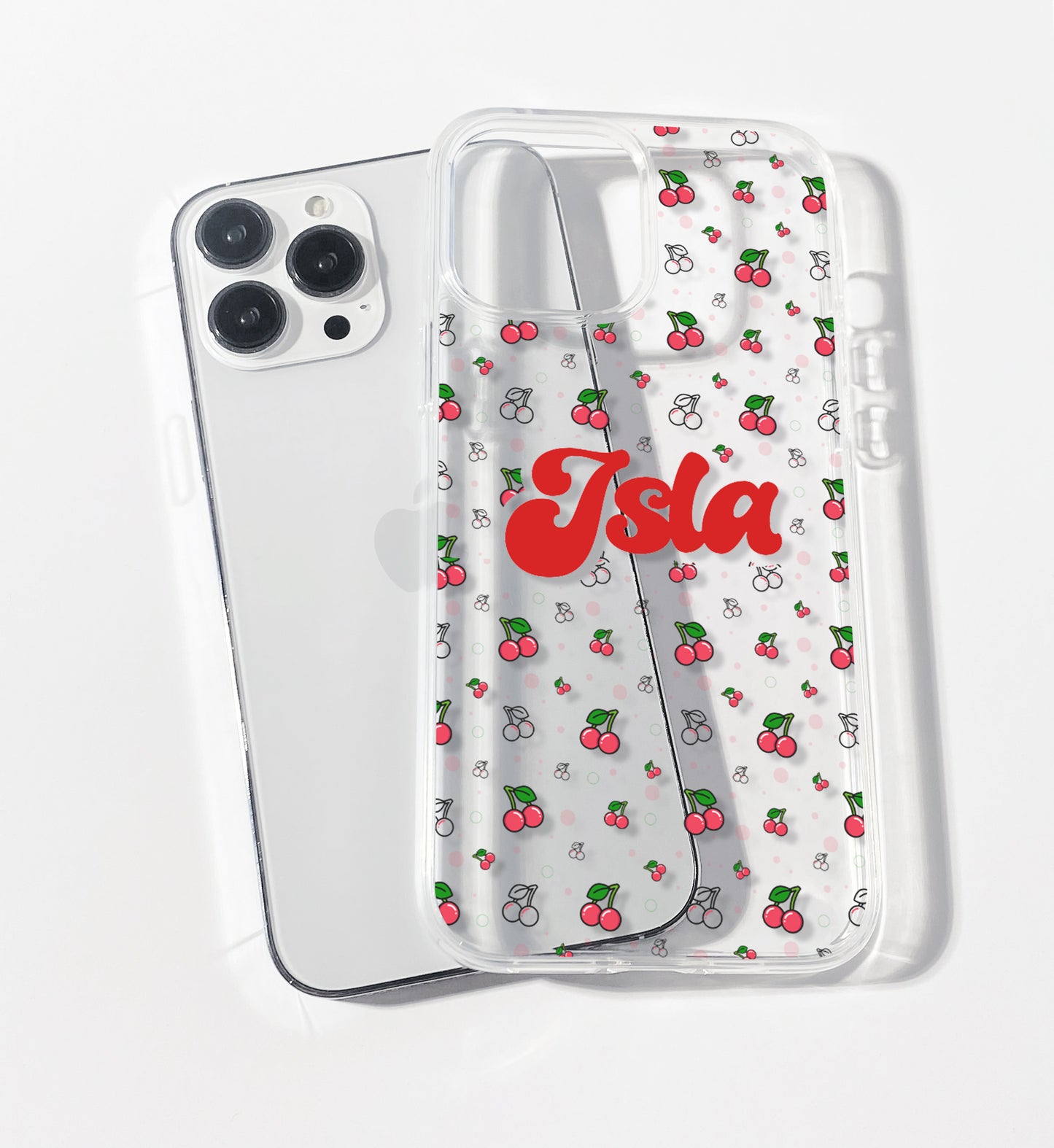 Cherry Silhouette Personalised Clear iPhone Case