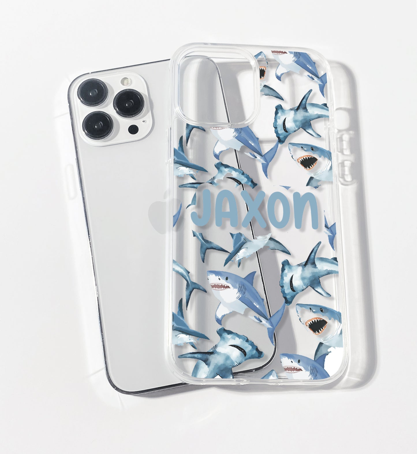 Blue Hammerhead Shark Personalised Clear iPhone Case