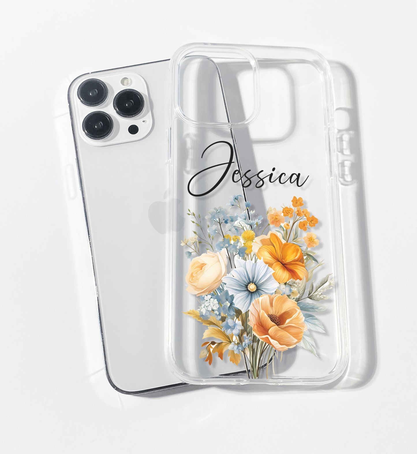 Pastel Yellow Poppy Wildflower Personalised Clear iPhone Case