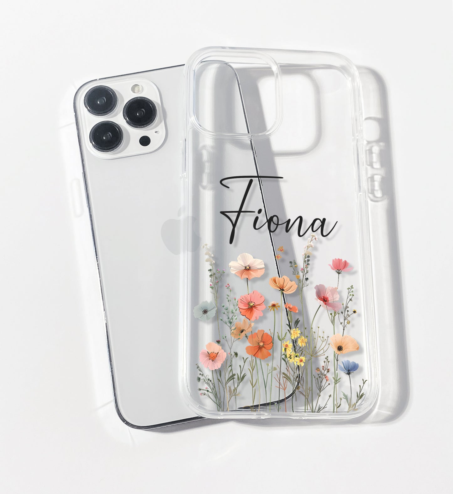 Pastel Poppies Wildflower Personalised Clear iPhone Case