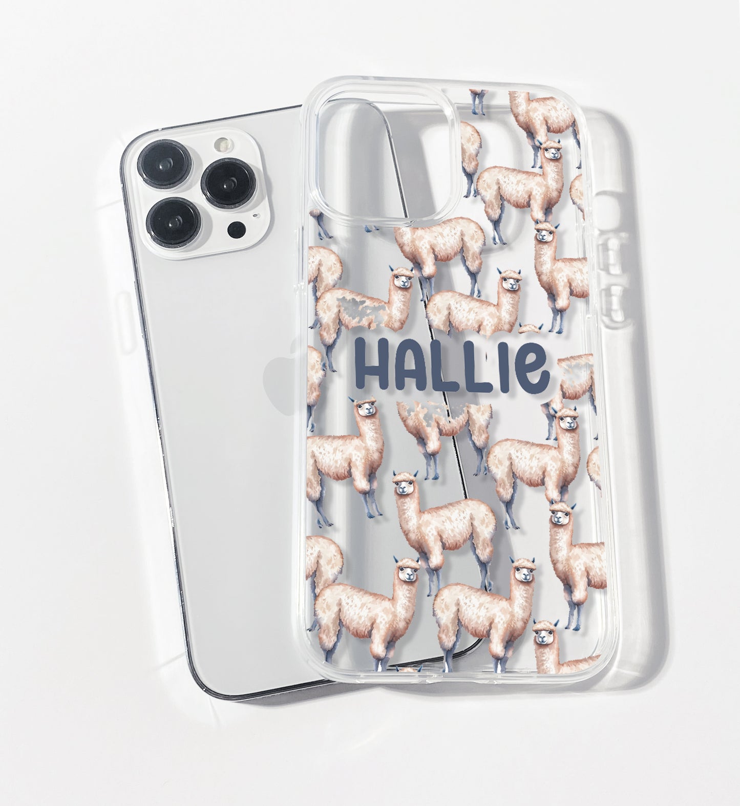 Cotton Alpaca Personalised Clear iPhone Case