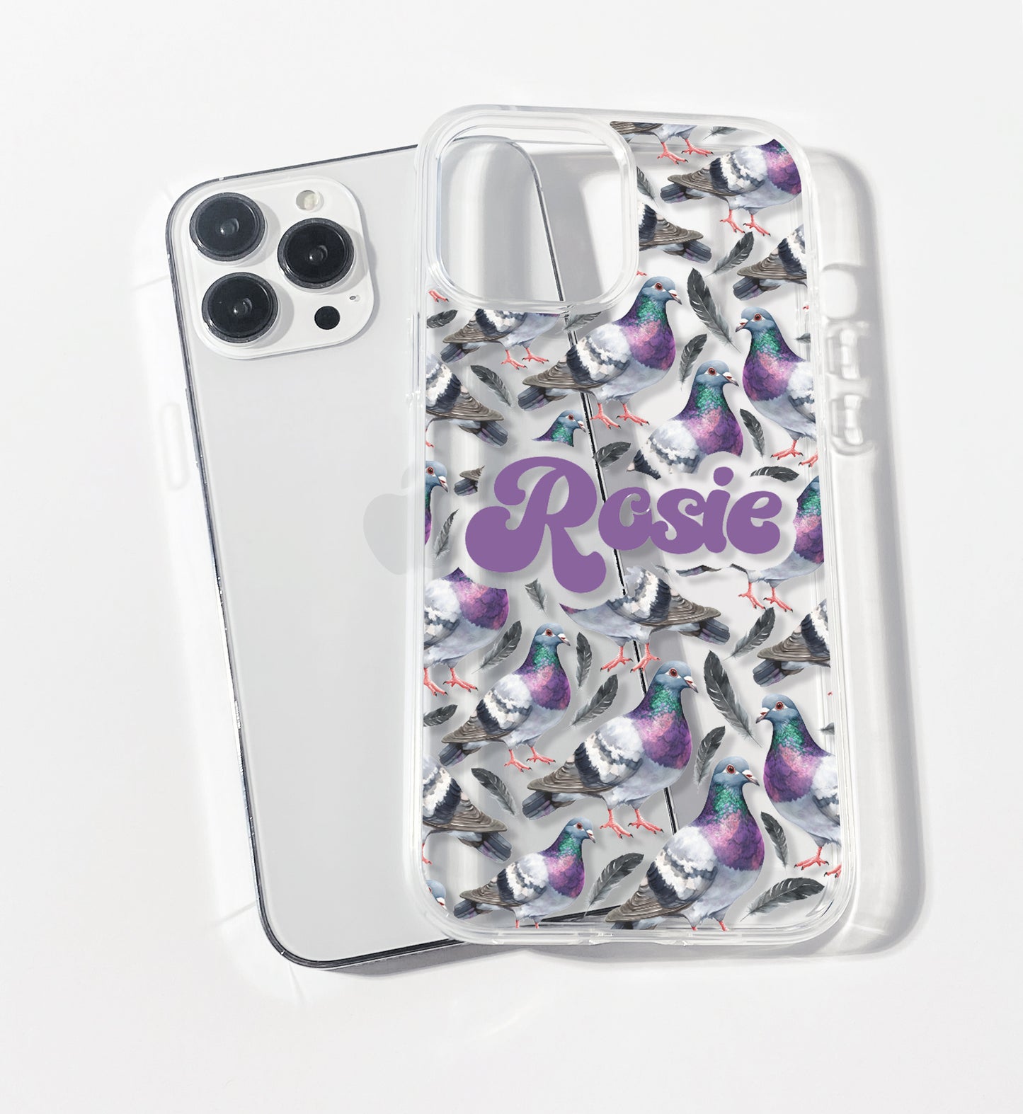 Purple Pigeon Personalised Clear iPhone Case