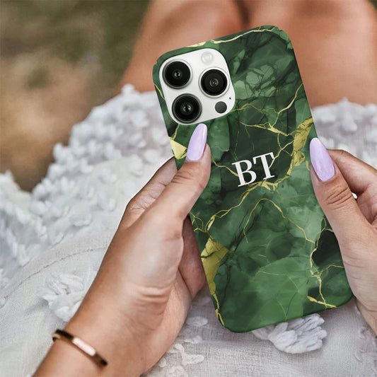 Forest Green & Gold Personalised Initial Monogram Case