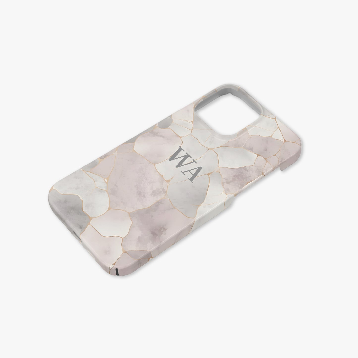 Pastel Rose & Lilac Geo Marble Personalised Initial Monogram Case