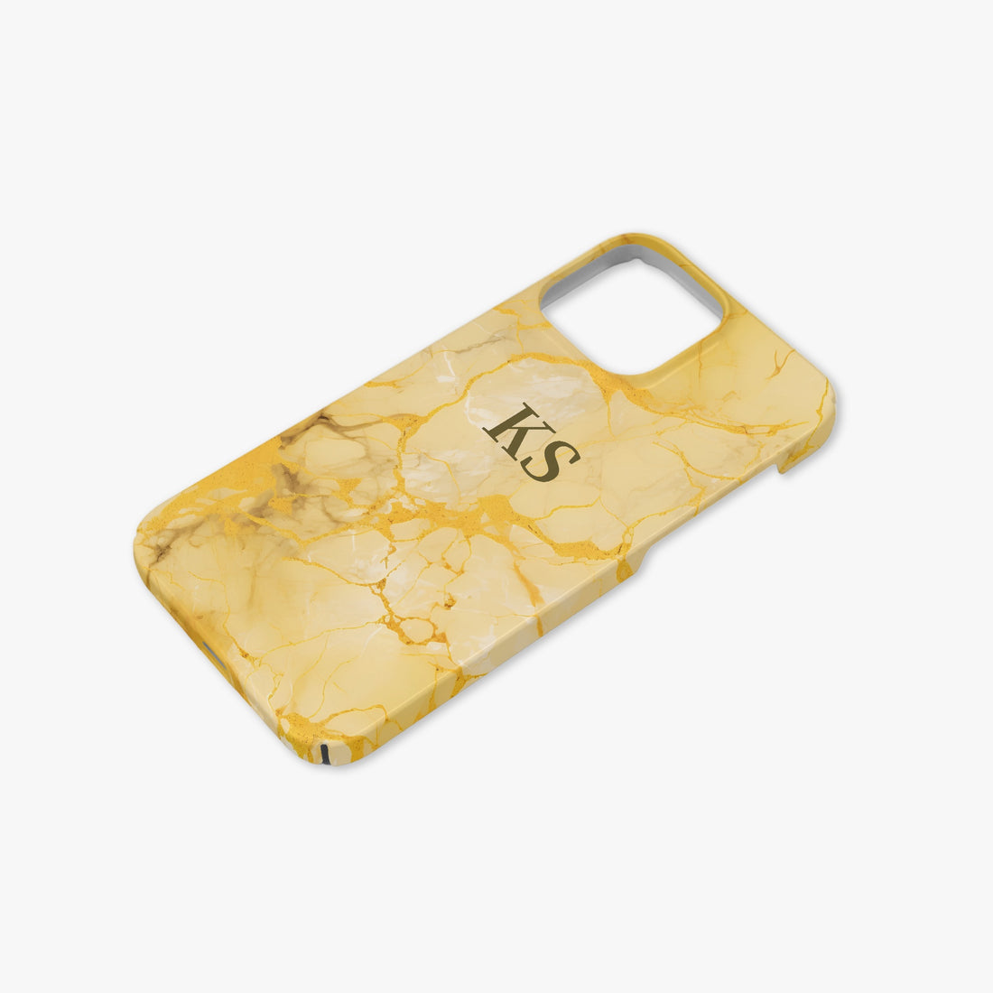 Mustard Yellow Geo Marble Personalised Initial Monogram Case