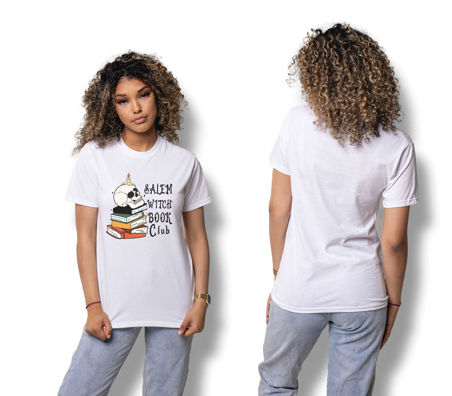 Salem Witch Book Club Halloween Crew Neck T-Shirt