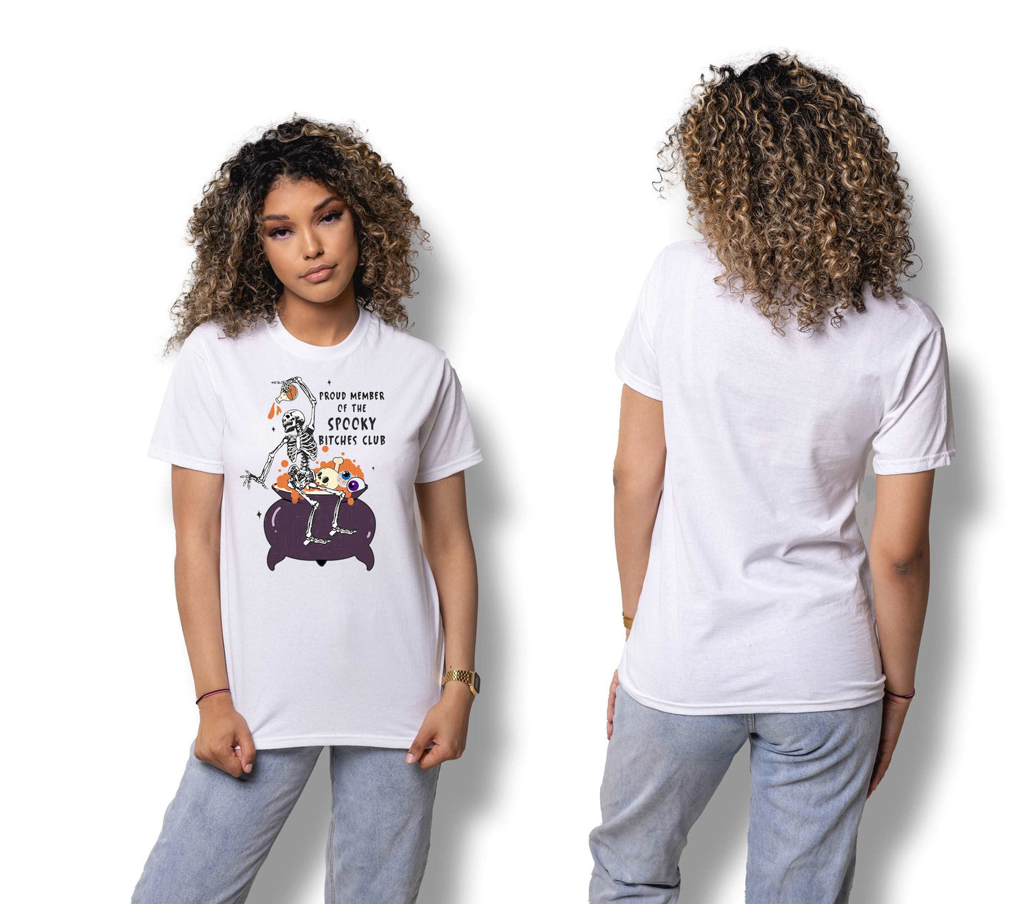 Spooky Witches Club Halloween Crew Neck T-Shirt