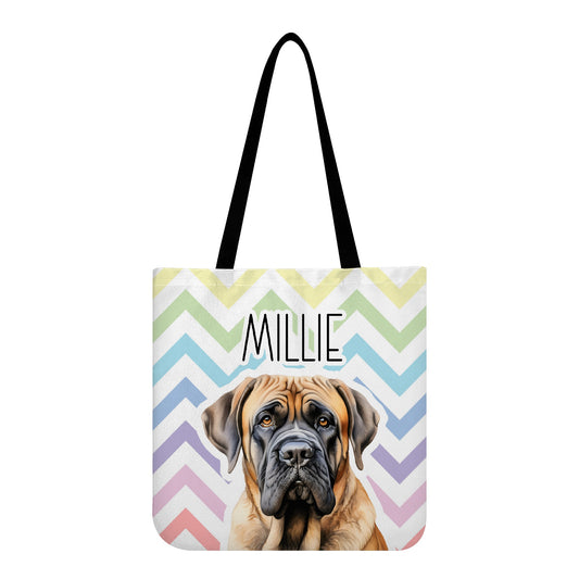 English Mastiff Dog Pastel Zig Zag Reusable Canvas Eco Tote