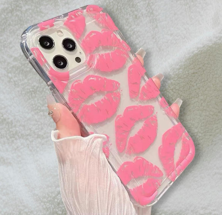 Baby Pink juicy kiss lips lip Aesthetic Clear Case For iPhone 15 14 13 12 11 Pro Max Gift For Women, Liquid Silicone Cover 7 8 plus XR XS SE
