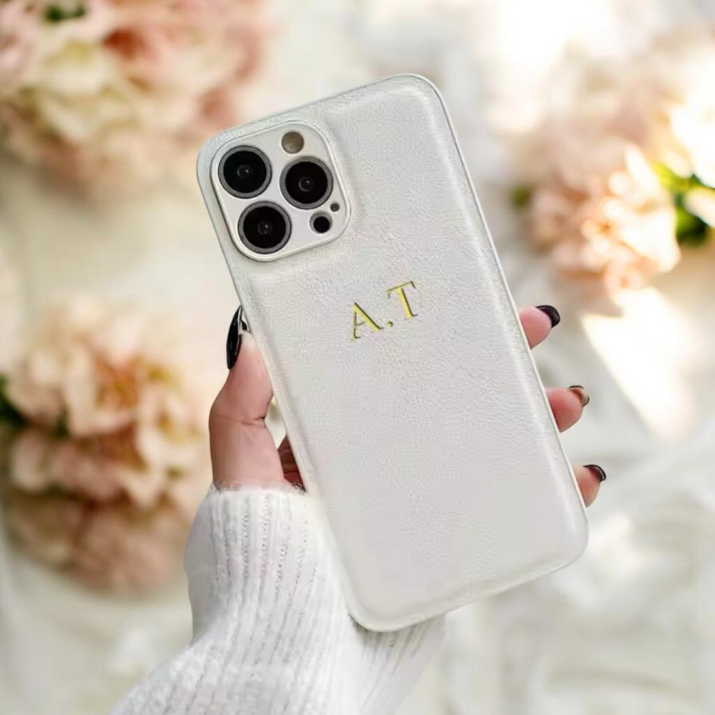 White & Gold Luxury Leather iPhone Case