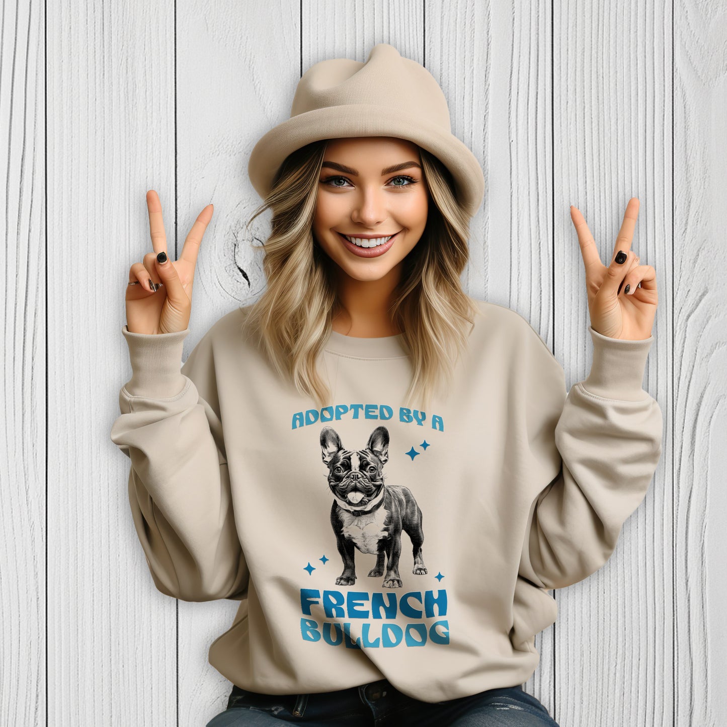 Adopted By A French Bulldog Frenchie Dog Personalised Sweatshirt