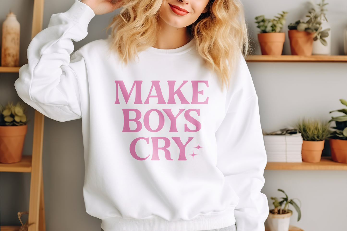 Make Boys Cry Y2K Personalised Crew Jumper Sweatshirt